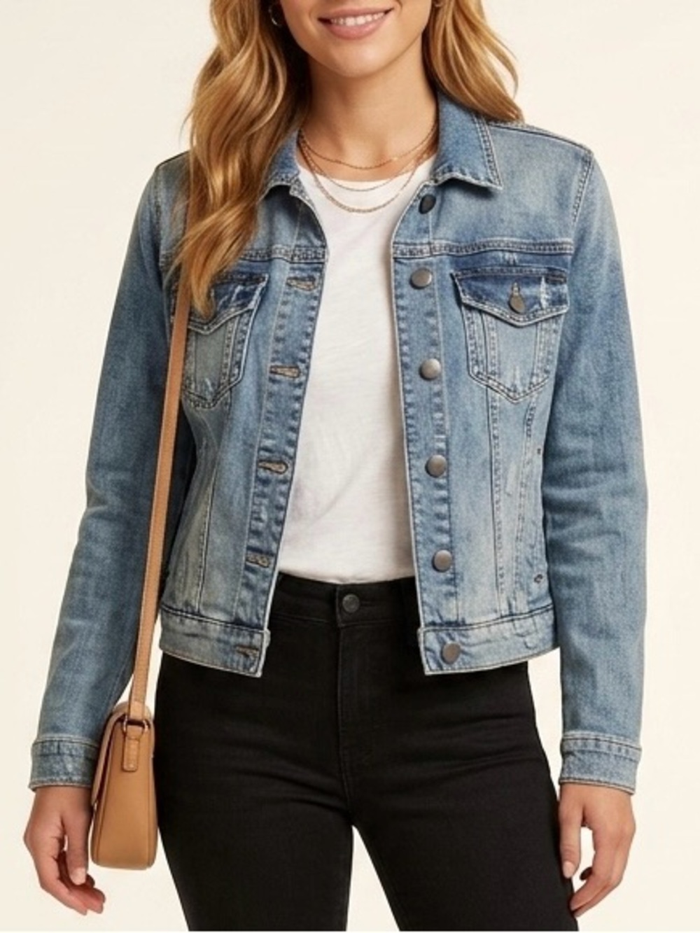 Kut from the Kloth Washed Blue Denim Trucker Jacket